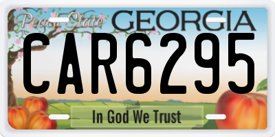 GA license plate CAR6295