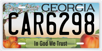 GA license plate CAR6298