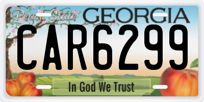 GA license plate CAR6299