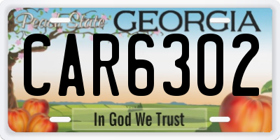 GA license plate CAR6302