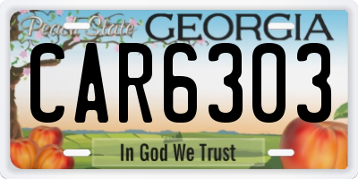 GA license plate CAR6303