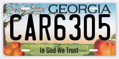 GA license plate CAR6305