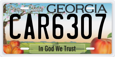 GA license plate CAR6307