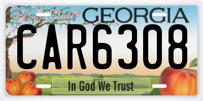 GA license plate CAR6308