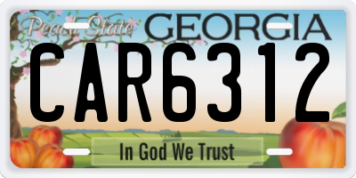 GA license plate CAR6312