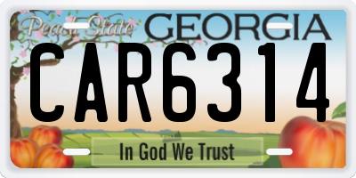 GA license plate CAR6314