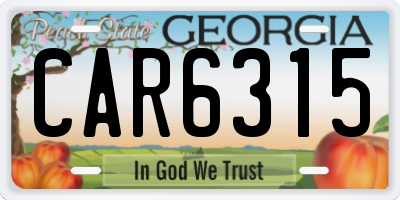 GA license plate CAR6315