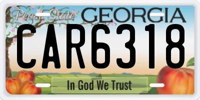 GA license plate CAR6318