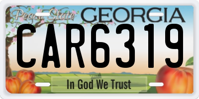 GA license plate CAR6319