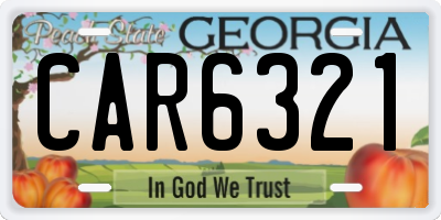 GA license plate CAR6321