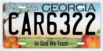 GA license plate CAR6322