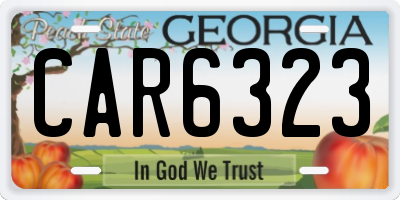 GA license plate CAR6323