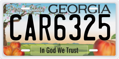 GA license plate CAR6325