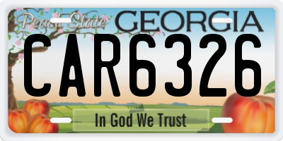 GA license plate CAR6326