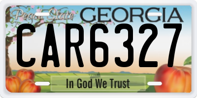 GA license plate CAR6327