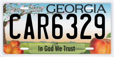 GA license plate CAR6329