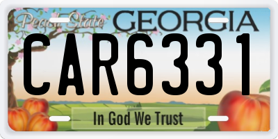 GA license plate CAR6331