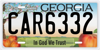 GA license plate CAR6332