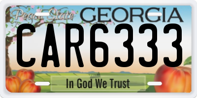 GA license plate CAR6333