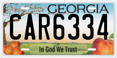 GA license plate CAR6334