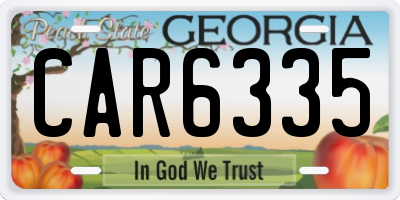 GA license plate CAR6335