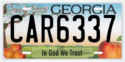 GA license plate CAR6337