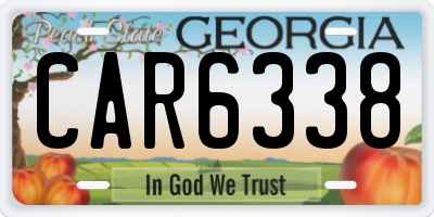 GA license plate CAR6338