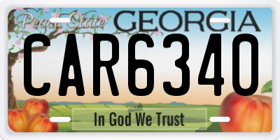 GA license plate CAR6340