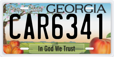 GA license plate CAR6341