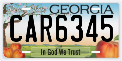 GA license plate CAR6345