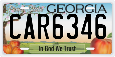 GA license plate CAR6346