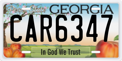 GA license plate CAR6347