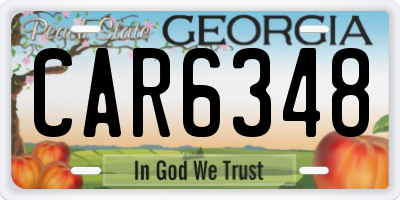 GA license plate CAR6348