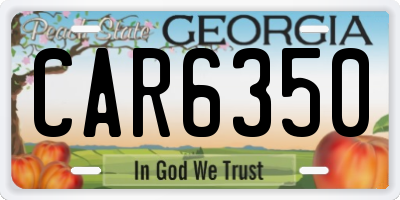 GA license plate CAR6350