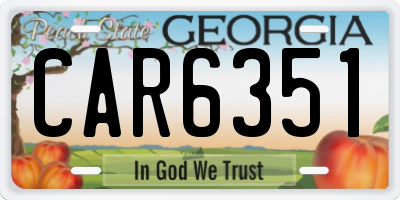 GA license plate CAR6351