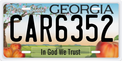 GA license plate CAR6352