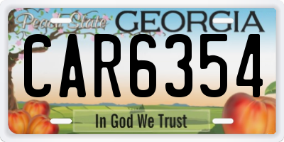 GA license plate CAR6354