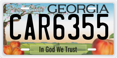 GA license plate CAR6355