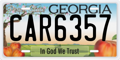 GA license plate CAR6357