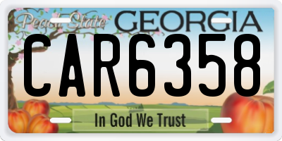 GA license plate CAR6358