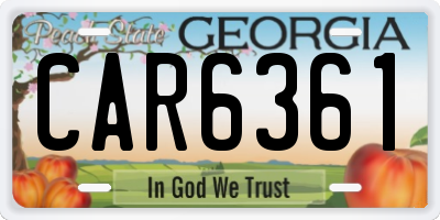 GA license plate CAR6361