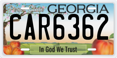 GA license plate CAR6362