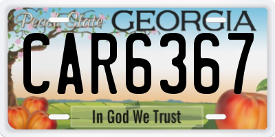 GA license plate CAR6367