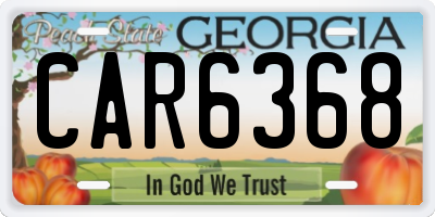 GA license plate CAR6368