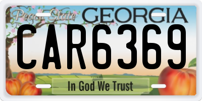GA license plate CAR6369