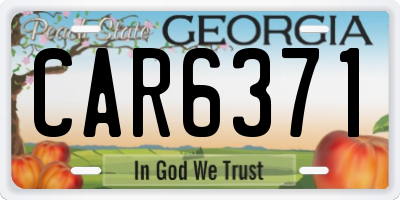 GA license plate CAR6371