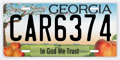 GA license plate CAR6374