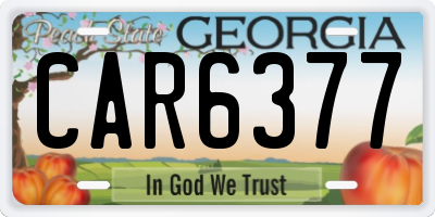 GA license plate CAR6377