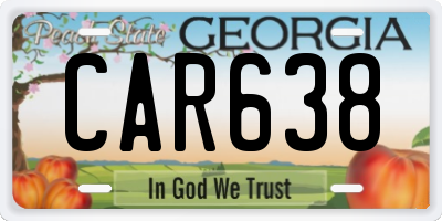 GA license plate CAR638