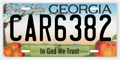 GA license plate CAR6382